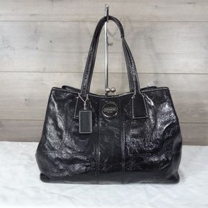 Coach F15658 Black Patent Leather Carryall Satchel